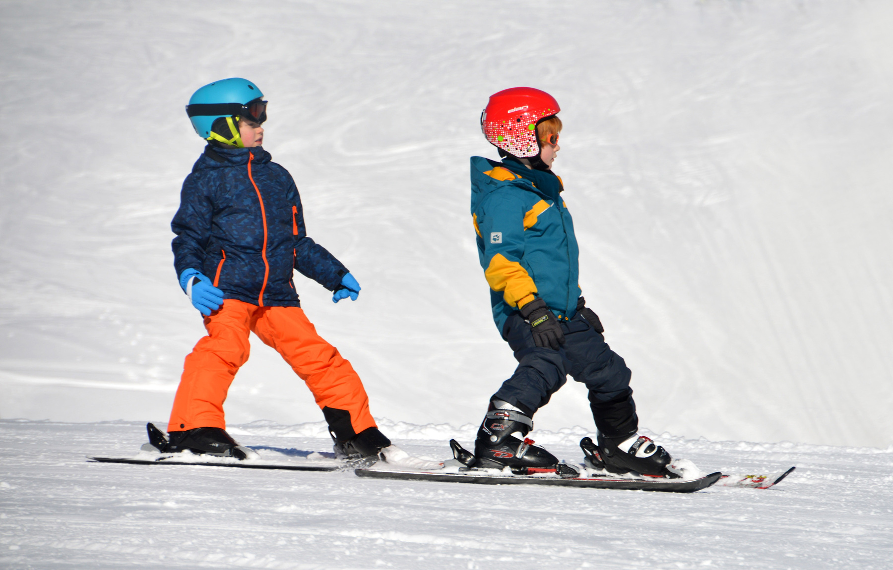 Two Boys Skiing